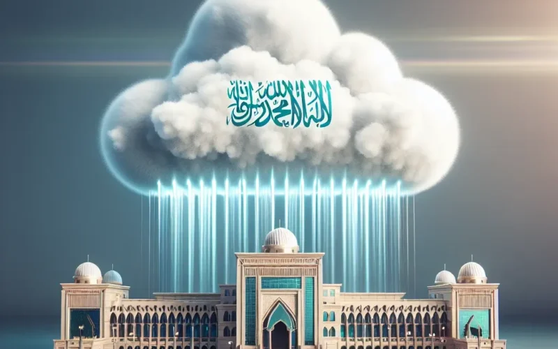 "صورة توضح مفهوم الحوسبة السحابية السيادية وتأثيرها على الحكومات العربية، مع رسومات بيانية تعكس الفرص والتحديات في هذا القطاع."