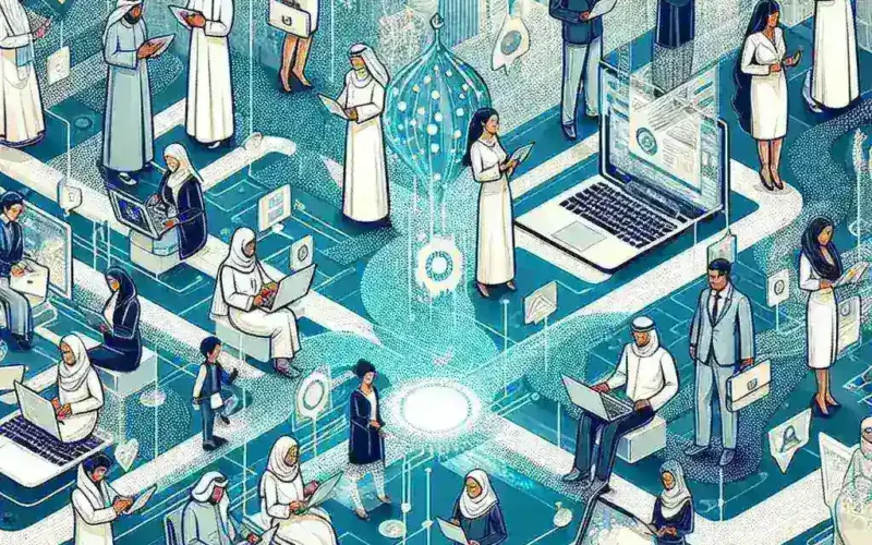 "صورة لمجموعة من المسؤولين الحكوميين خلال مؤتمر لمشاريع رقمنة حكومية في المنطقة، حيث تم مناقشة المعيارات المفتوحة لتبادل البيانات."