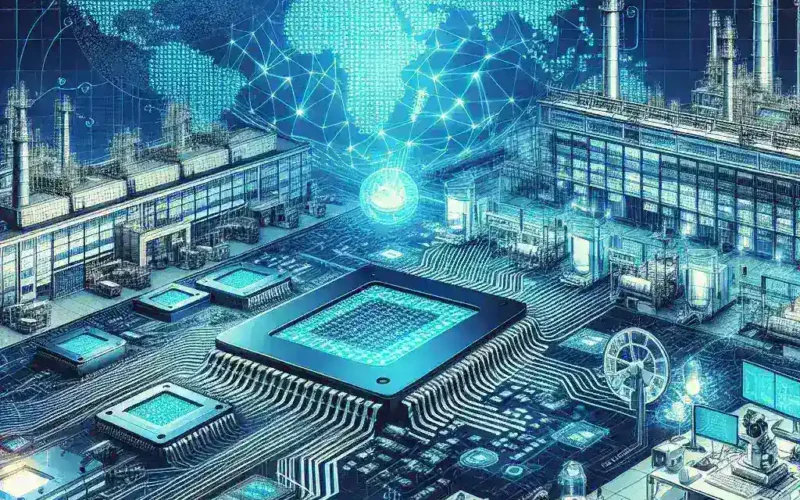 **Alt Text:** "رجل أعمال يناقش خطط توطين تصنيع رقاقات إلكترونية بحثية في اجتماع مع ممثلين من كاكست وشركاء عالميين، مع التركيز على الابتكار والبحث العلمي."